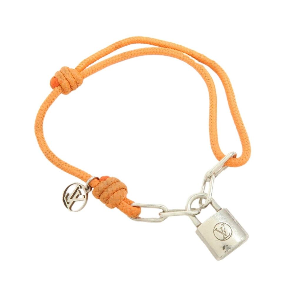 Louis Vuitton Silver Lockit Virgil Abloh Cotton Bracelet Orange